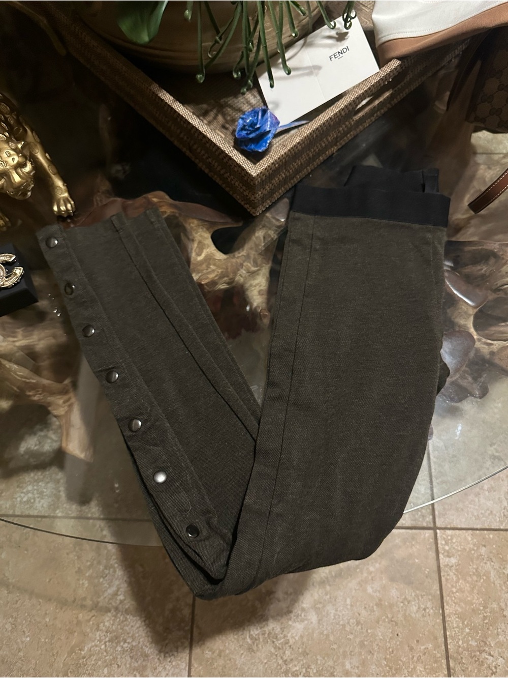 BCBGMAXAZRIA Gray Side Snap Pants Size Small